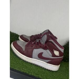 Big Kids Nike Air Jordan 1 Mid GS Cherrywood Red Athletic Sneakers Shoes Size 4Y